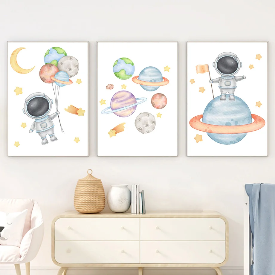 Kids Education System - Custom Name Rocket Astronaut Alphabet Space