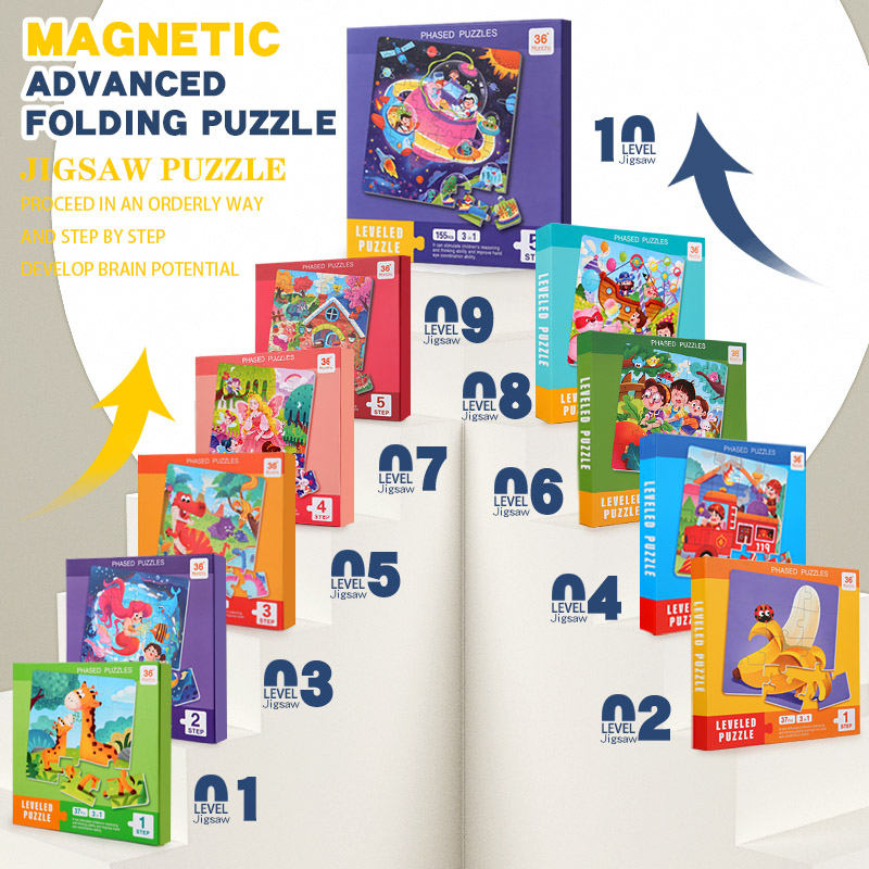 Kids Education Book - Kids Magnetic Wooden Puzzle Cartoon Pattern