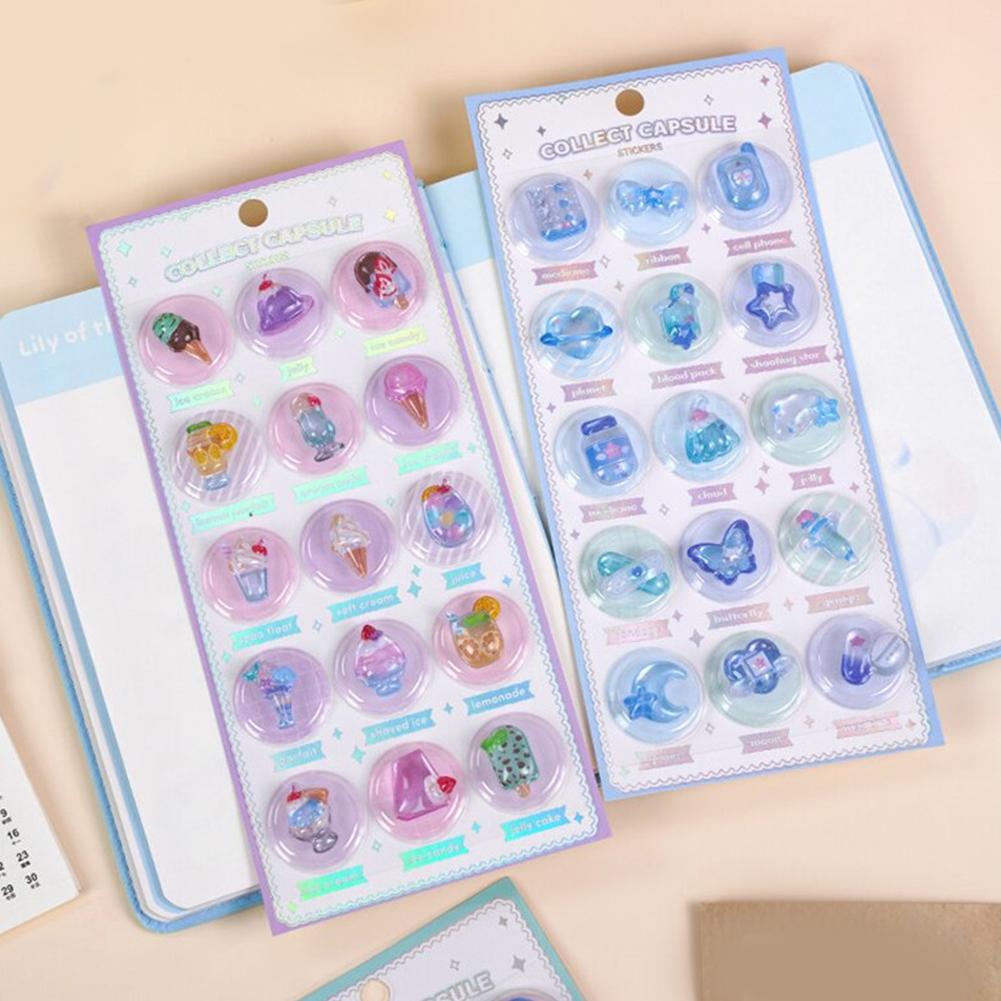 Kids Education Design - 3D Crystal Relief Stickers Creative Capsule