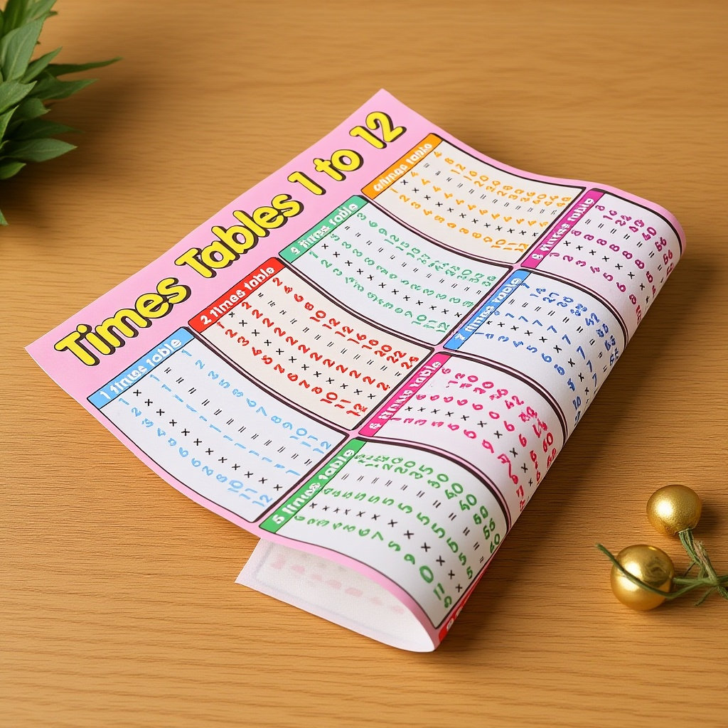 Kids Educational Posters - Multiplication Chart Poster Large 1-12 Times