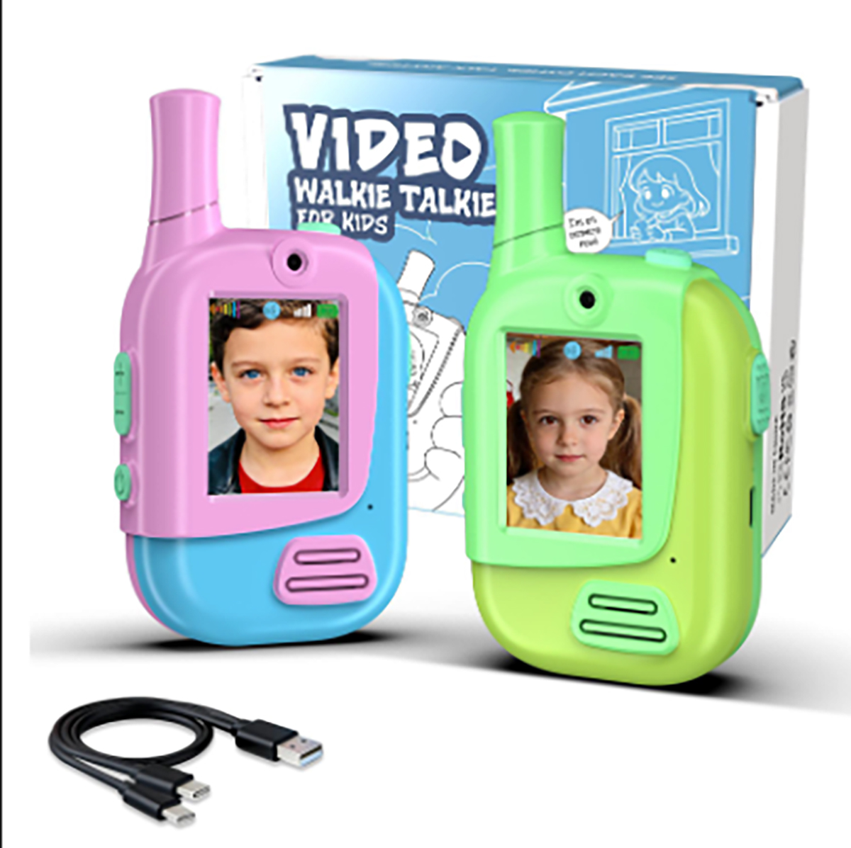 Kids Educational Videos - 2 Pack Rechargeable Kids Video Walkie