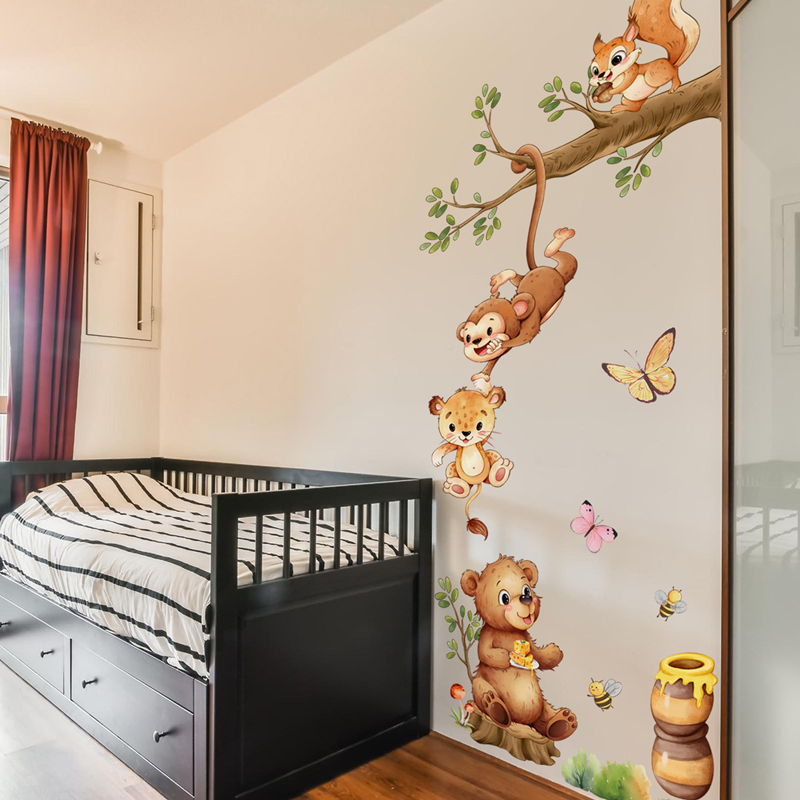 Animal Branches Cute Monkey Bu - Kids Educational Posters review and price