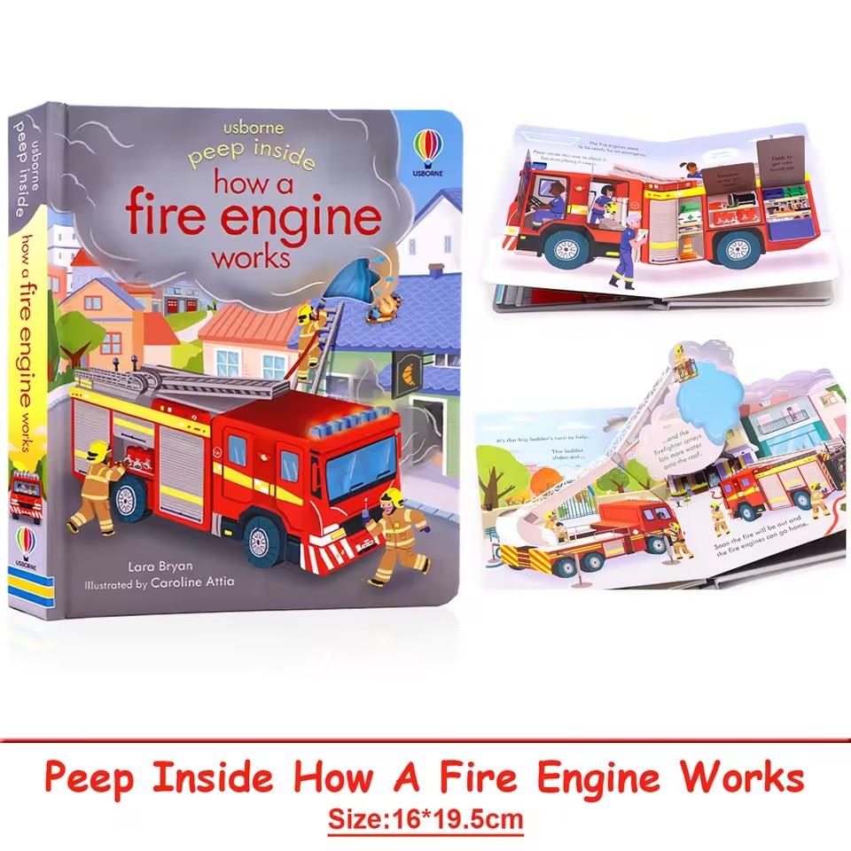 Usborne Peep Inside How A Fire - Kids Education Book review and price