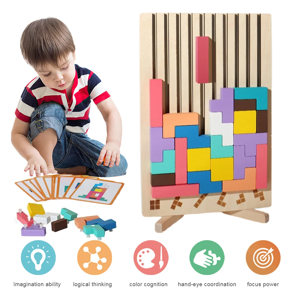 3D Wooden Tetris Puzzle - Kids - Kids Education Level review and price